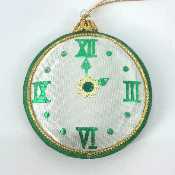 Vintage Frankel Clock Ornaments Red Green Felt 2-1/2 inches - Picture 9 of 15